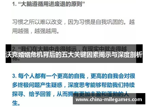 沃克婚姻危机背后的五大关键因素揭示与深度剖析
